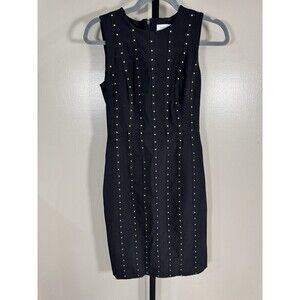 CALVIN KLEIN Black Studded Lined Pencil Dress Size 2